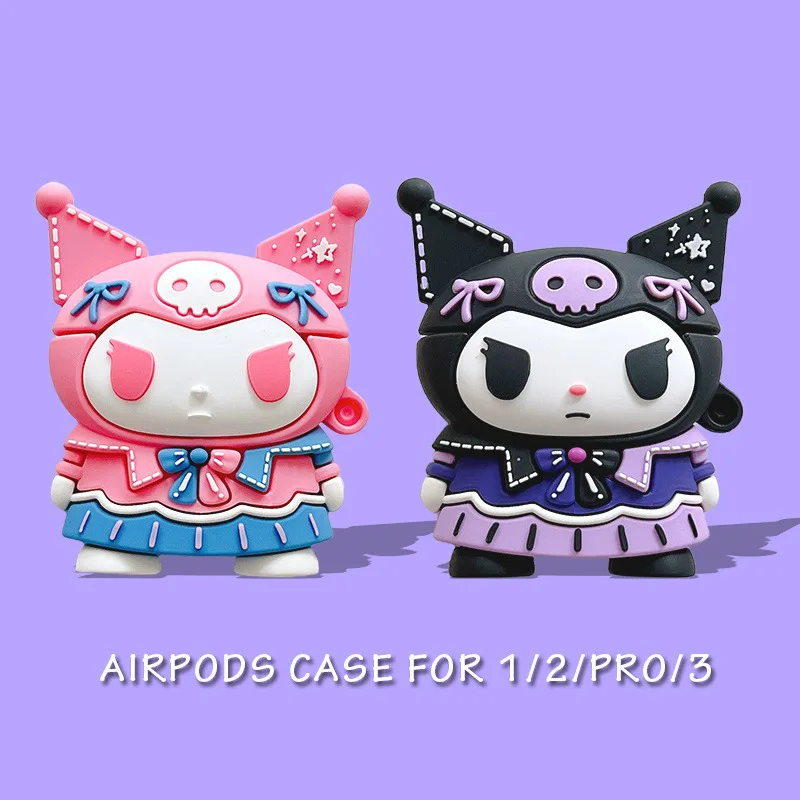 Miniso Kuromi-funda de auriculares para Airpods Pro, cubierta de dibujos animados para Apple 1, 2, 3 °, funda de auriculares inalámbricos con Bluetooth y llavero