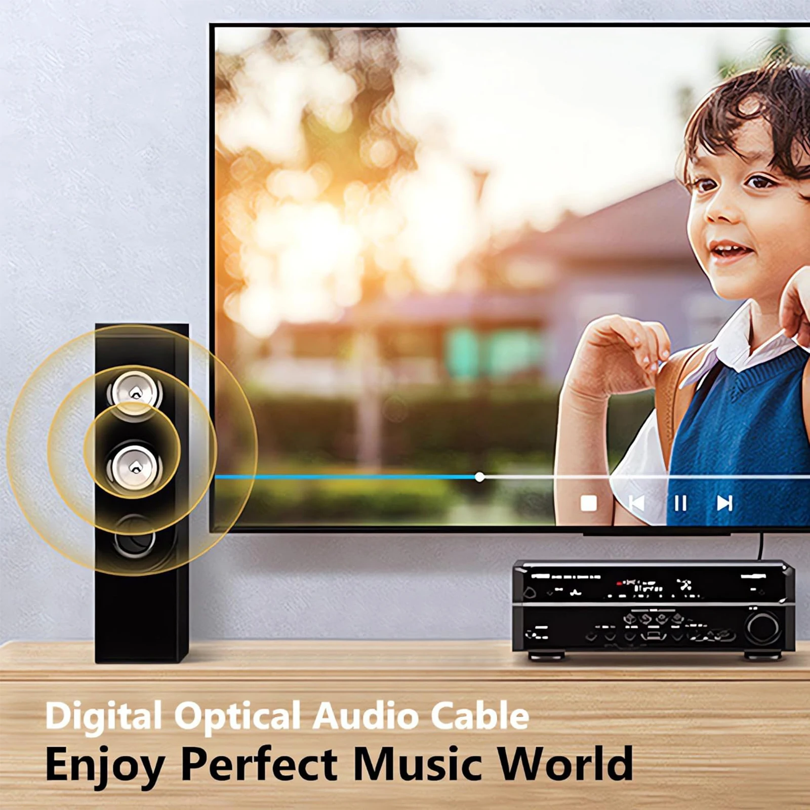 Cable de audio óptico digital Toslink para sistema de audio, barra de sonido, amplificador, cine en casa, conector chapado en oro, hasta 15 m negro - imagen 5