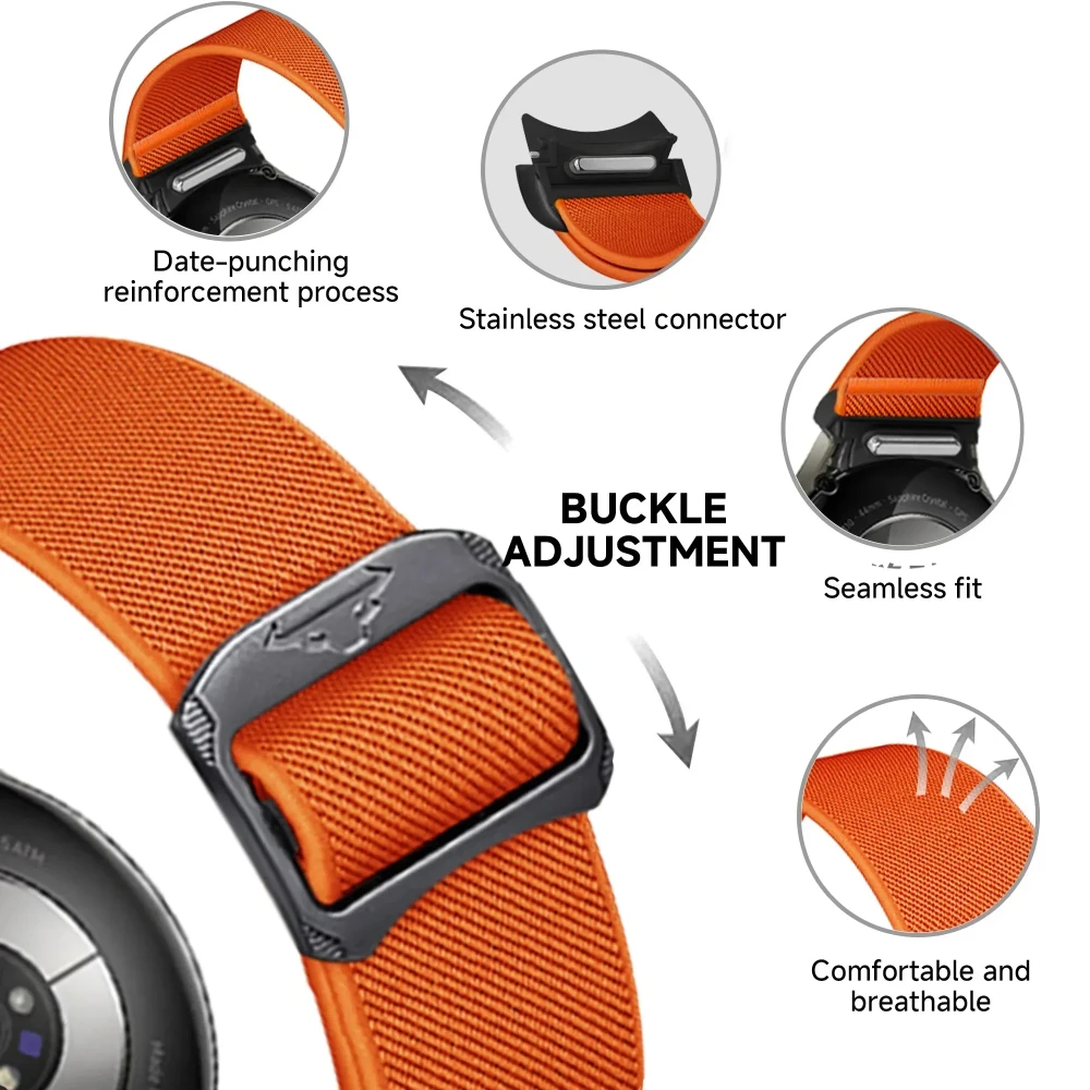 Correa elástica de nailon sin huecos para Samsung Galaxy Watch 7/FE/6Classic 40 44mm 43mm 47mm 5Pro 45mm reloj 4 pulsera clásica 46 42mm - imagen 3