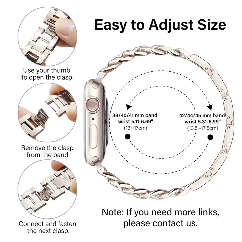 Metal acero inoxidable para Apple Watch Band Ultra 2 49mm 46mm 42mm 40-44mm 41mm 45mm pulsera IWatch Strap Series 10 9 8 7 SE 6 5 - imagen 5