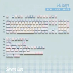 Juego de teclas con tema de porcelana de Jade Qingquan, perfil de cereza PBT, 141 teclas, teclas originales personalizadas hechas a mano para teclado mecánico