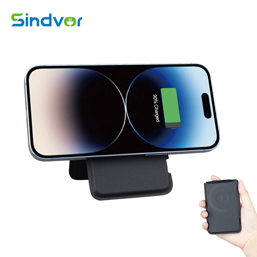 Cargador inalámbrico plegable 3 en 1 de carga rápida de 15W, cargador trasero de PU recargable portátil multifunción, soporte magnético para auriculares - imagen 2