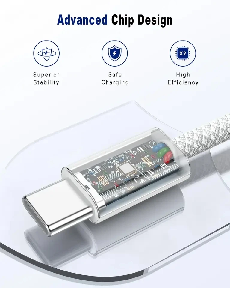 Cable de carga rápida USB-C a tipo C de 60W para iPhone 15 16 Plus 17 Pro Max Samsung Xiaomi Redmi Huawei Honor Cables trenzados de nailon - imagen 3