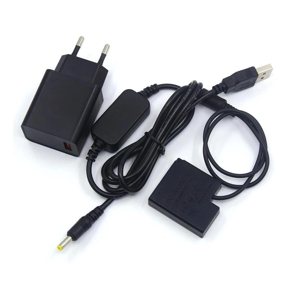DMW-DCC15 BLH7E BLH7 acoplador batería falsa + Cable adaptador de corriente USB + cargador para Panasonic DMC-GM1 GM5 GF7 GF8 GF9 LX10 LX15 GF9KGK - imagen 3