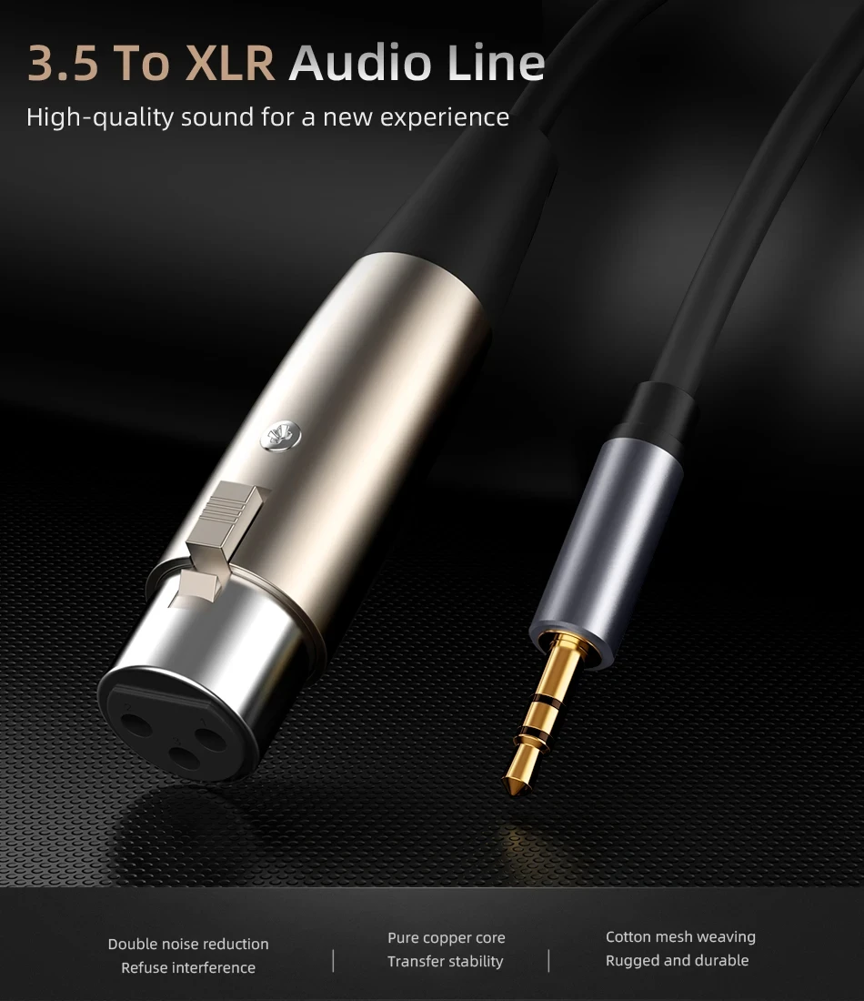 Cable de Audio XLR de 3 pines macho a hembra, conector de 3,5mm a XLR para micrófono, altavoces, consolas de sonido, amplificador, conector de Cable XLR de 1,5 m - imagen 5
