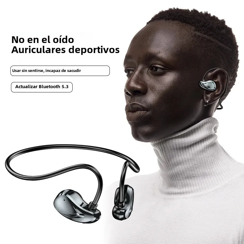 Auriculares inalámbricos con Bluetooth, Auriculares de conducción de aire con banda para el cuello y micrófono, Auriculares de batería larga de alta calidad - imagen 3