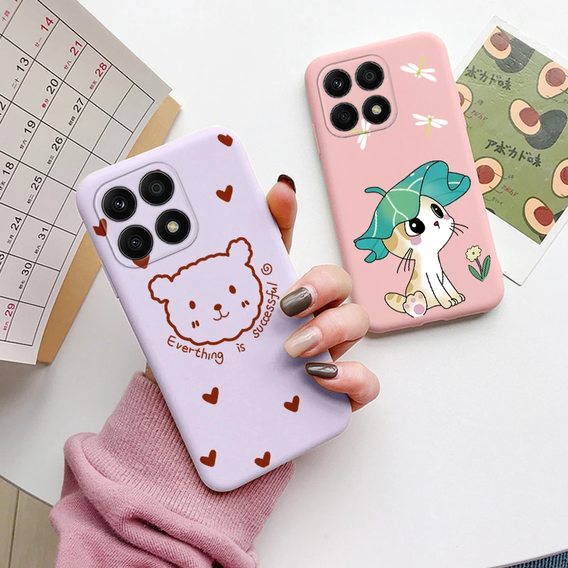 Funda para Honor X8a de 6,7 pulgadas, Funda trasera con bonito corazón y flor, Funda protectora mate de silicona suave para Honor X 8a, Bolsas HonorX8a - imagen 4