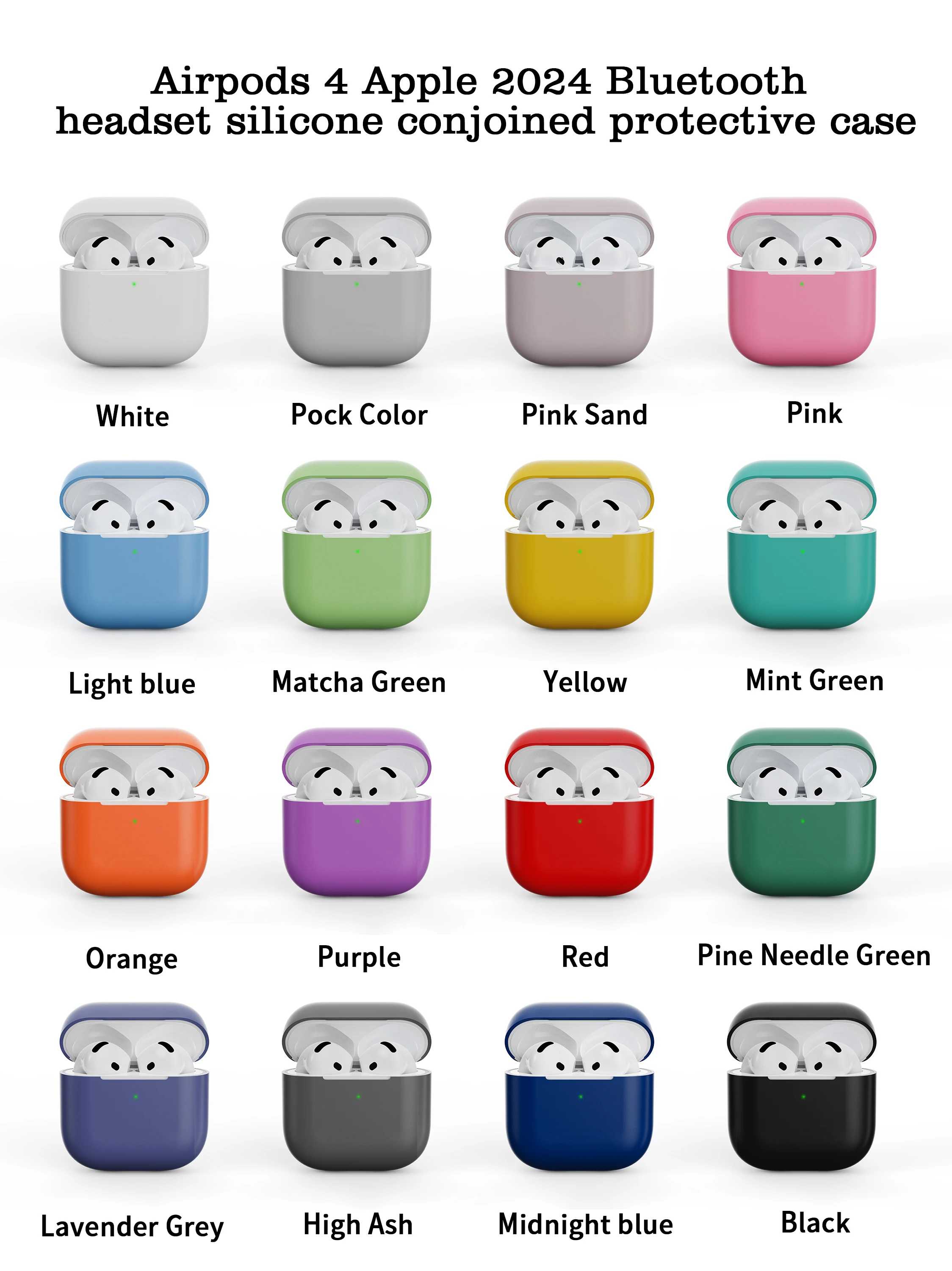 Fundas de silicona para auriculares Airpods 4, funda para auriculares, caja protectora suave para Airpods 4 2024