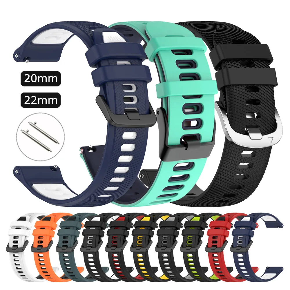 Correa de silicona para reloj Garmin Vivoactive 6 5 4, pulsera para Forerunner 570 165 245 255 Music/Venu, pulsera de 20/22mm