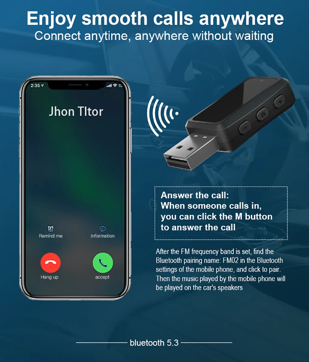 Receptor y transmisor FM para coche Bluetooth 5,6, con pantalla LED, USB, inalámbrico, llamada con manos libres, Mini alimentación USB, Kit de Radio Fm para coche - imagen 3