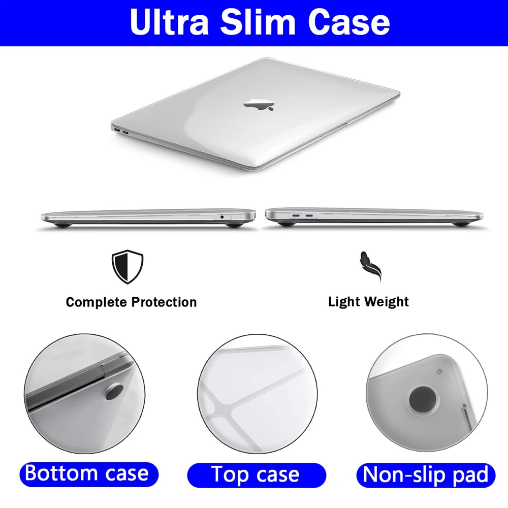 QUKAM nueva funda de portátil 2025 para Apple Mac Pro 14/16 M1 M2 M3 M4 Air 13/15 Pro13 funda impermeable de cristal para Macbook accesorios para tableta - imagen 3