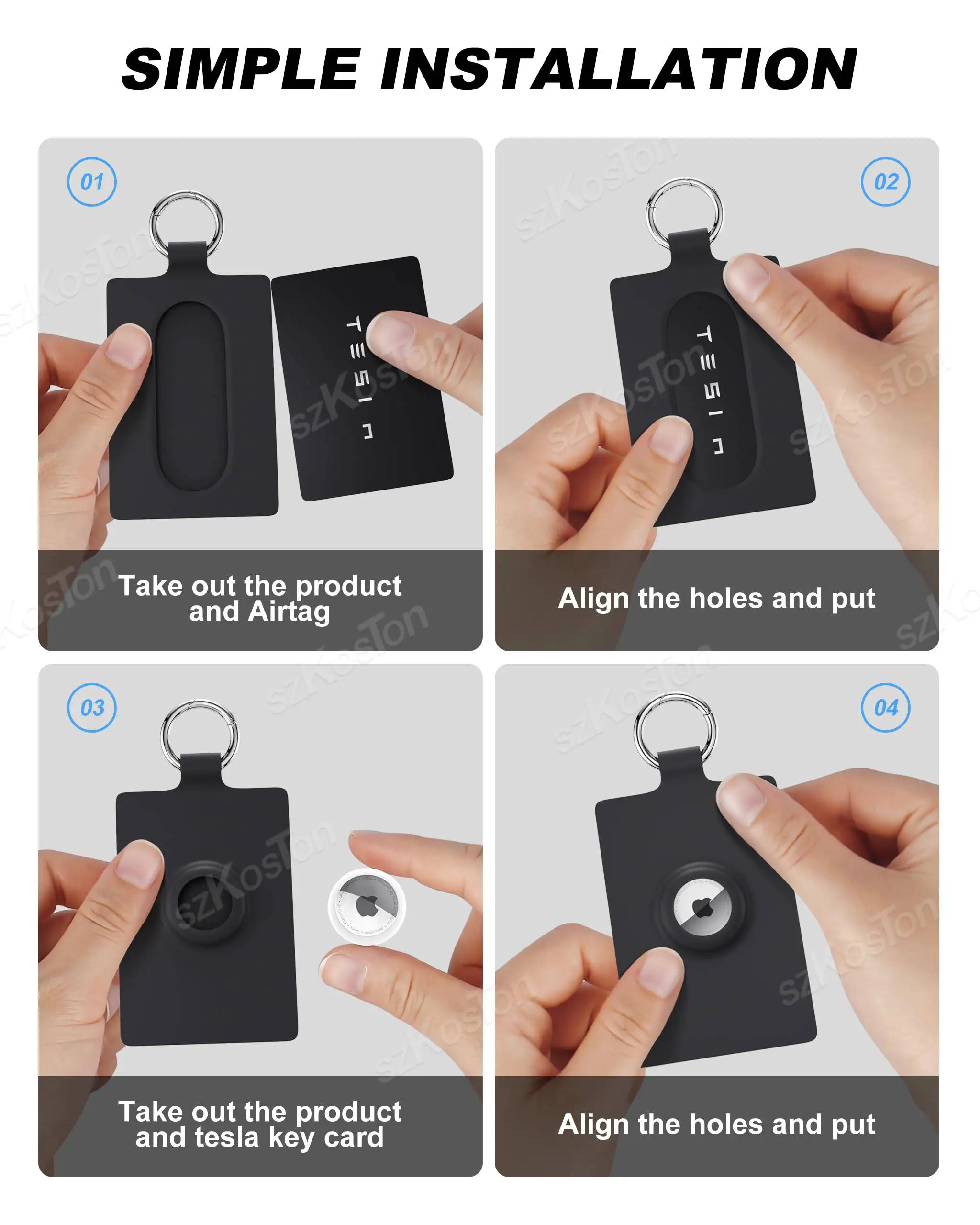 Funda con tarjetero para tarjeta AirTag y Tes-la, funda protectora de silicona suave Compatible con llave Tes-la Model 3 Y S X - imagen 5