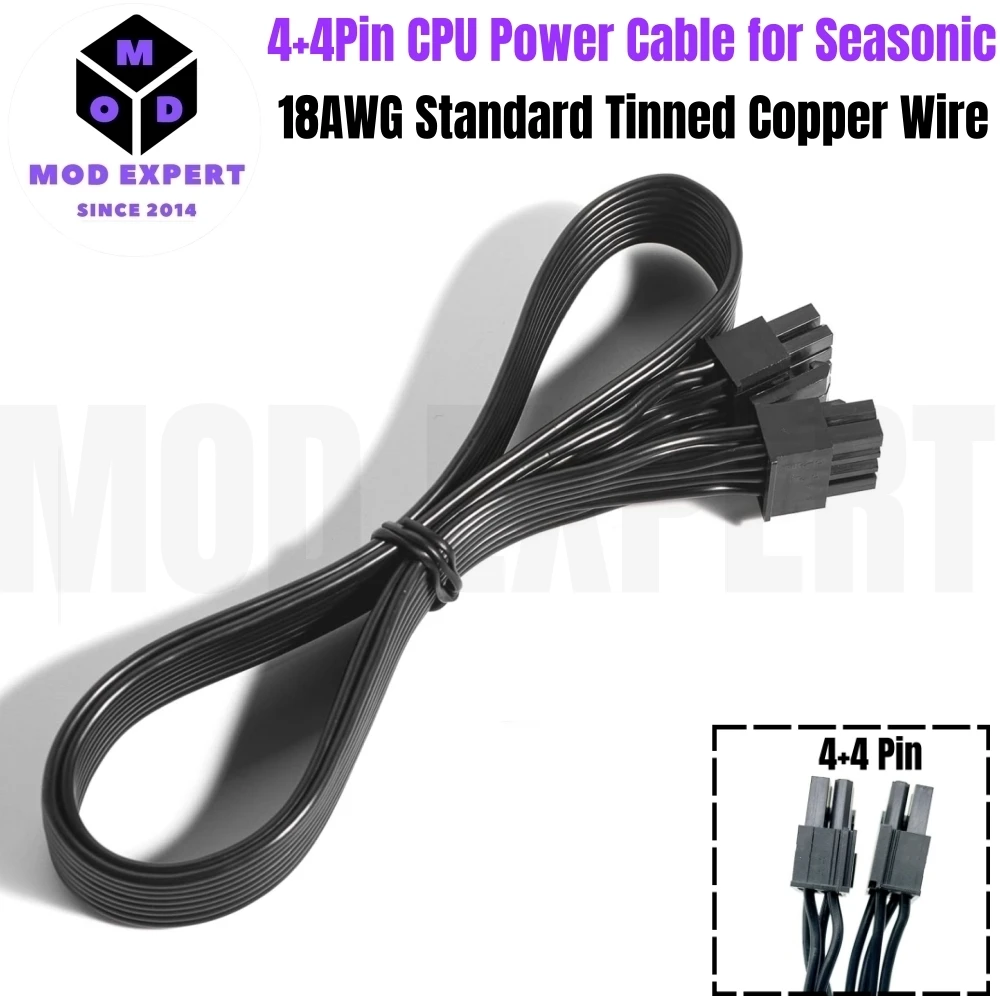 Cable de alimentación de CPU de 4 + 4 pines para Seasonic FOCUS PLUS PX-1000, PX-850, PX-750, PX-650, PX-550 Unidad de fuente de alimentación Modular Platinum, 18AWG - imagen 2