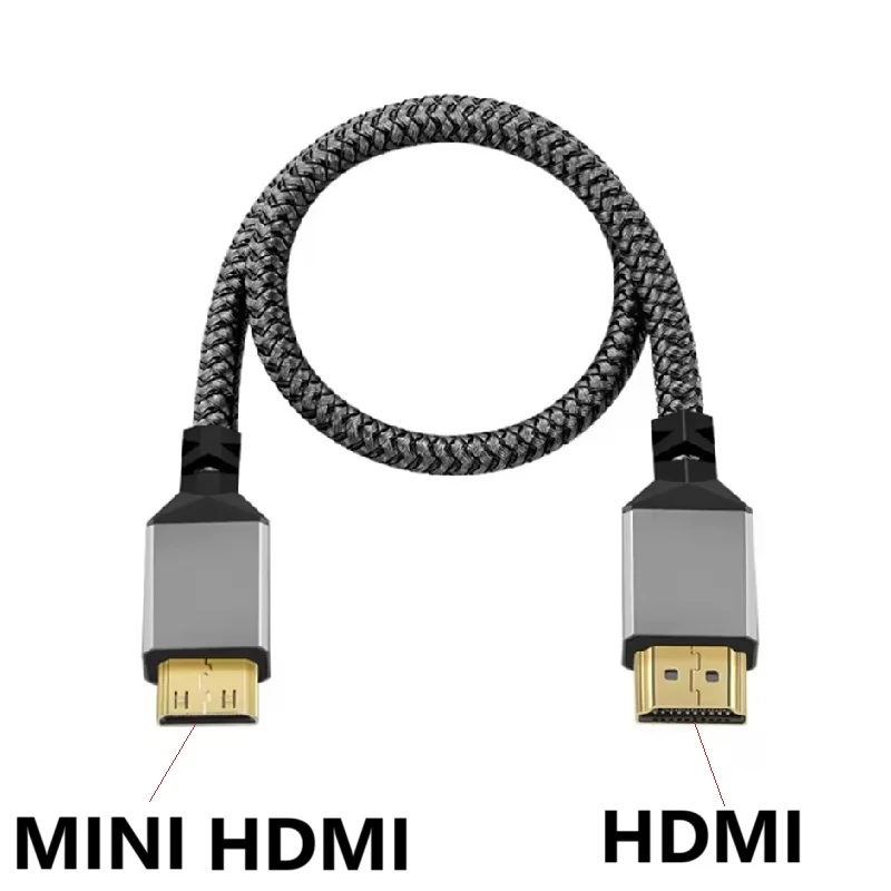 4K @ 60HZ Nylon MINI HDMI a HDMI Cable HDMI2.0 MINIHDMI macho A macho HD 1080P adaptador convertidor 1M 2M 3M 5M 10M Cable TV cámara