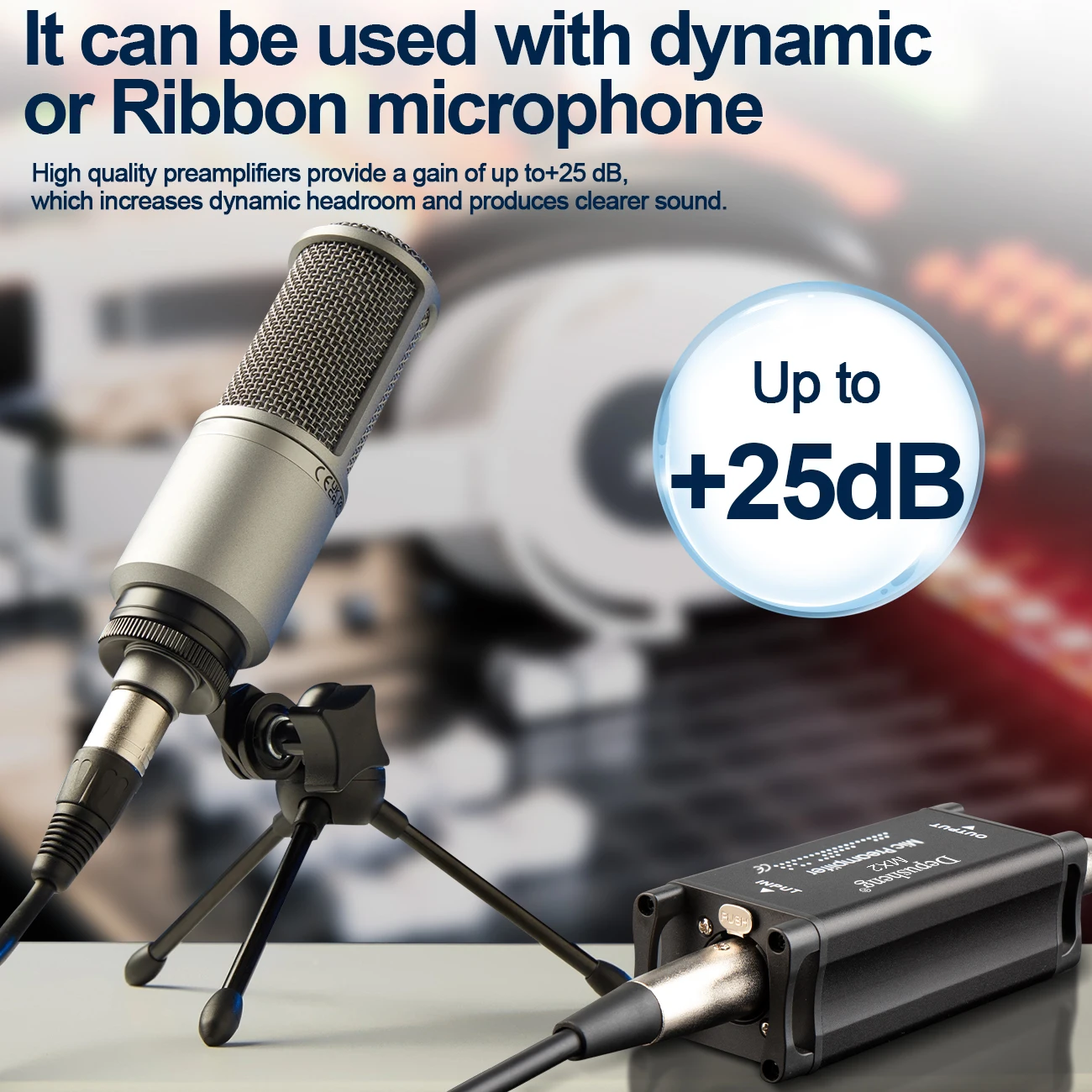 AMPLIFICADOR DE GANANCIA DE preamplificador de Micrófono Depusheng MX2 para micrófono dinámico, ganancia máxima de 75dB para Podcast Vocal, grabación de estudio en casa - imagen 3