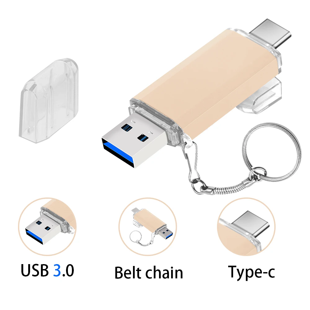 Unidades flash USB 3,0 tipo C 2 en 1, 64GB, con logotipo personalizado gratuito, Mini Memory Stick de Metal de 32GB, 16GB, 32GB para teléfono Samsung U Dick - imagen 5