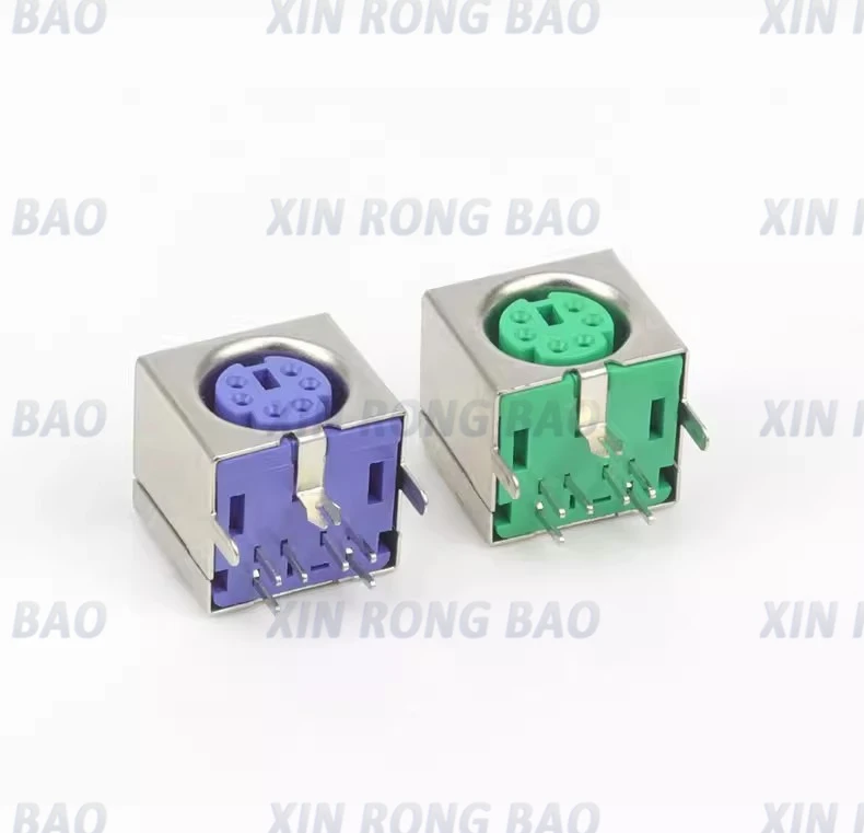 Conector hembra de 1/2 piezas PS2 en PCB, adaptador de 6 pines PS/2, color verde/morado - imagen 4