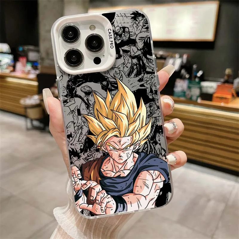 D-Dragon Balls Art popular para Apple iPhone 16 15 14 13 12 11 XS X Pro Max Plus funda plateada colorida para teléfono - imagen 4