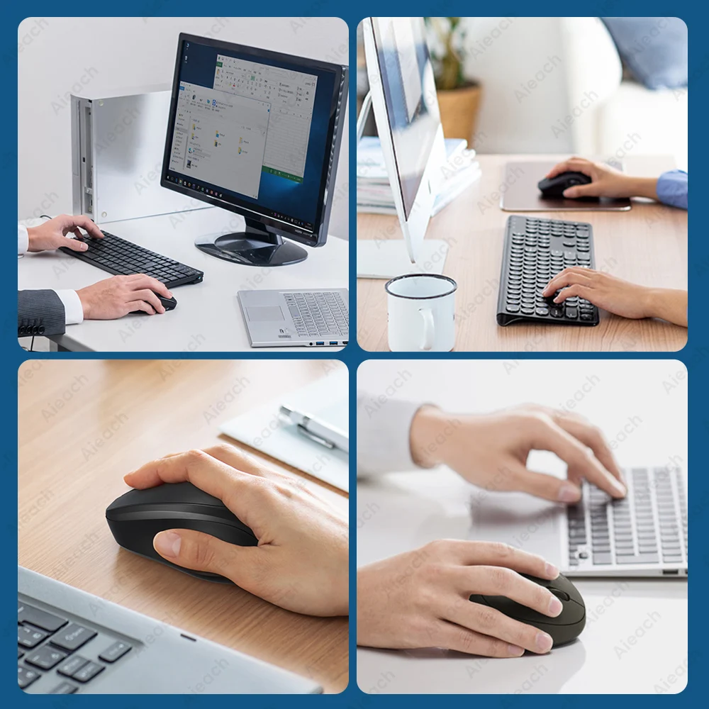 Aieach-ratón inalámbrico con Bluetooth, recargable, silencioso, sin cables, para ordenador, USB, ergonómico, para Gamer, ordenador, portátil, Macbook - imagen 2