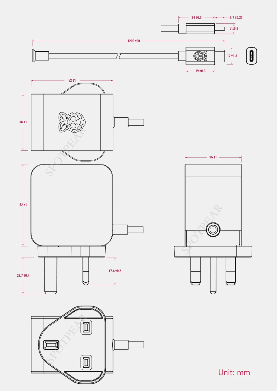 Fuente de alimentación USB tipo C para Raspberry Pi 5, 5V, 5A, PD, Original, Oficial, 27W - imagen 5