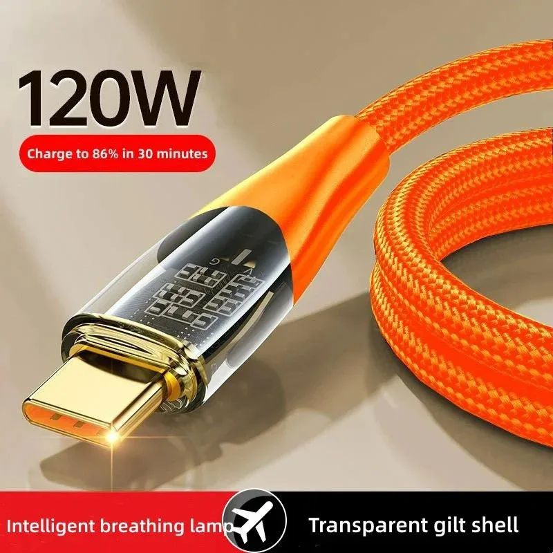 Cable USB a tipo C de 120W y 6A, Cable de datos de carga súper rápida para Xiaomi 12 Redmi Note 11, Samsung S22 S21, Huawei tipo c