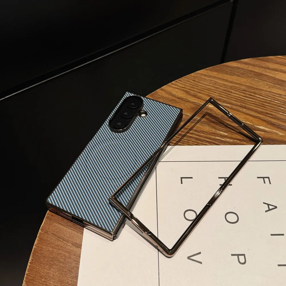 Para Samsung Galaxy Z Fold 7 funda chapada dura de fibra de carbono magnética carga inalámbrica cubierta protectora trasera para Z Fold7 Shell - imagen 4