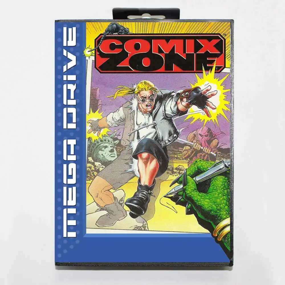 Zona Comix con caja EUR/USA/JAP/BR/RU para sistema Megadrive Genesis de cartucho de juego Sega MD de 16 bits