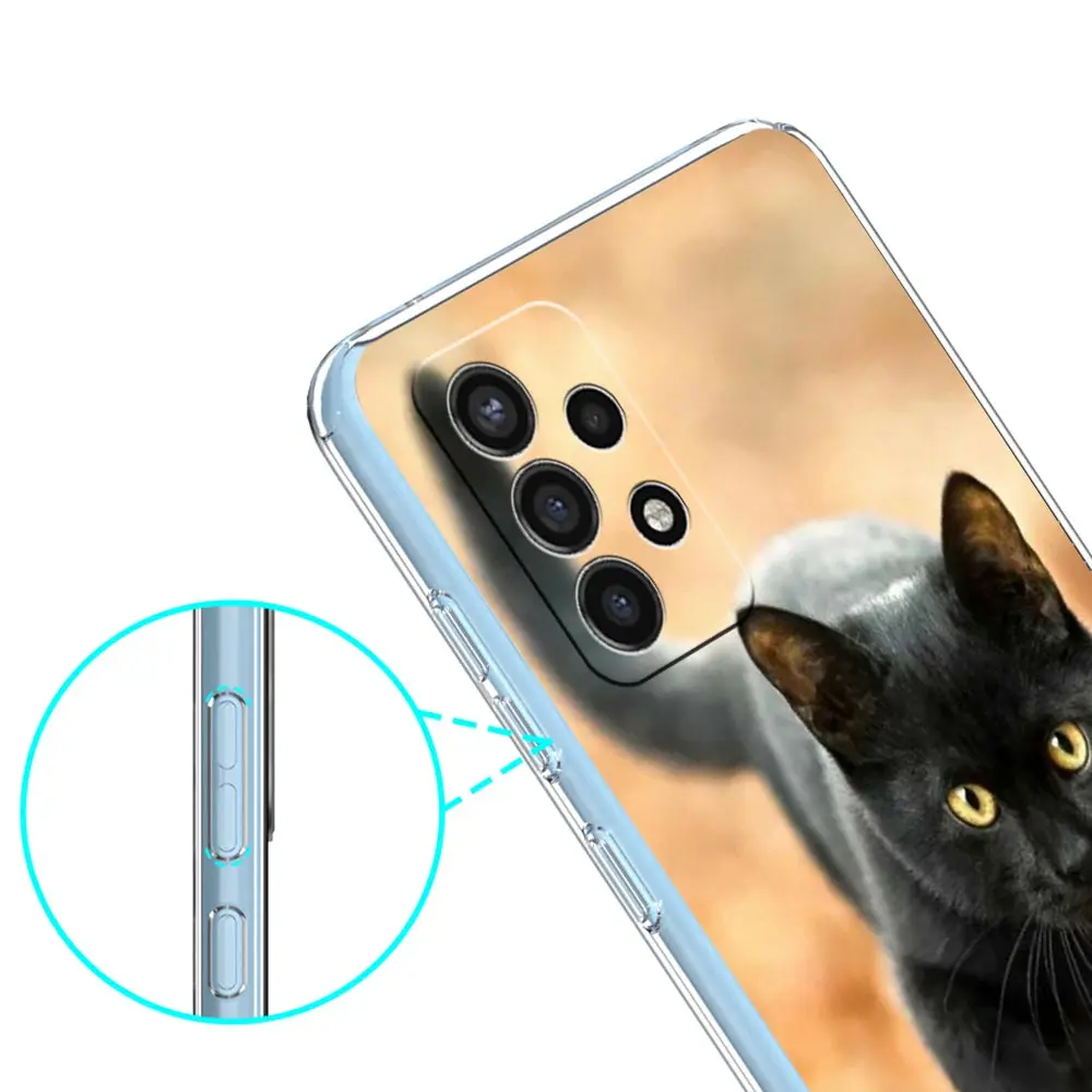 Funda para Samsung Galaxy A13 A23 A33 A53 A73 5G A51 A71 A21S A12 A11 A31 A41 A03s A52 A32 A22 cubierta transparente ojo estrellado de gato negro - imagen 5