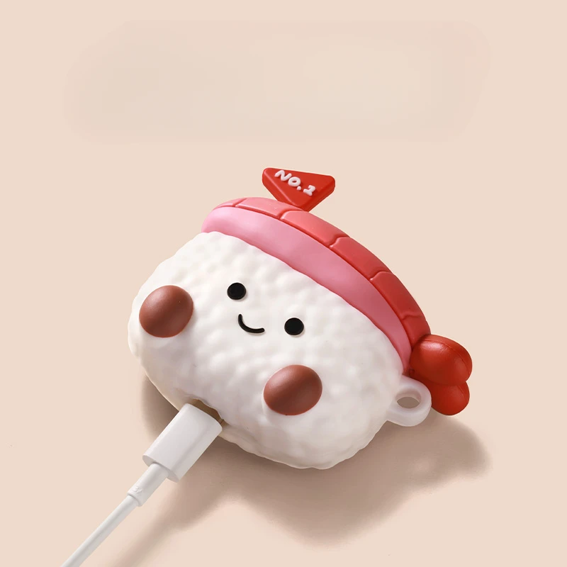 Para AirPods 4 3 2 1 Pro Pro2 funda para auriculares 3D Sushi comida divertida caja protectora de silicona para auriculares con cubierta colgante ﻿ - imagen 2