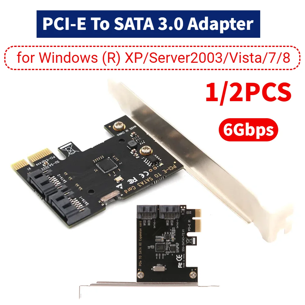 Tarjeta de expansión PCIe SATA 2 puertos PCI Express SATA 3,0 tarjeta controladora PCIe SATA III para Windows (R) XP/Server2003/Vista/7/8