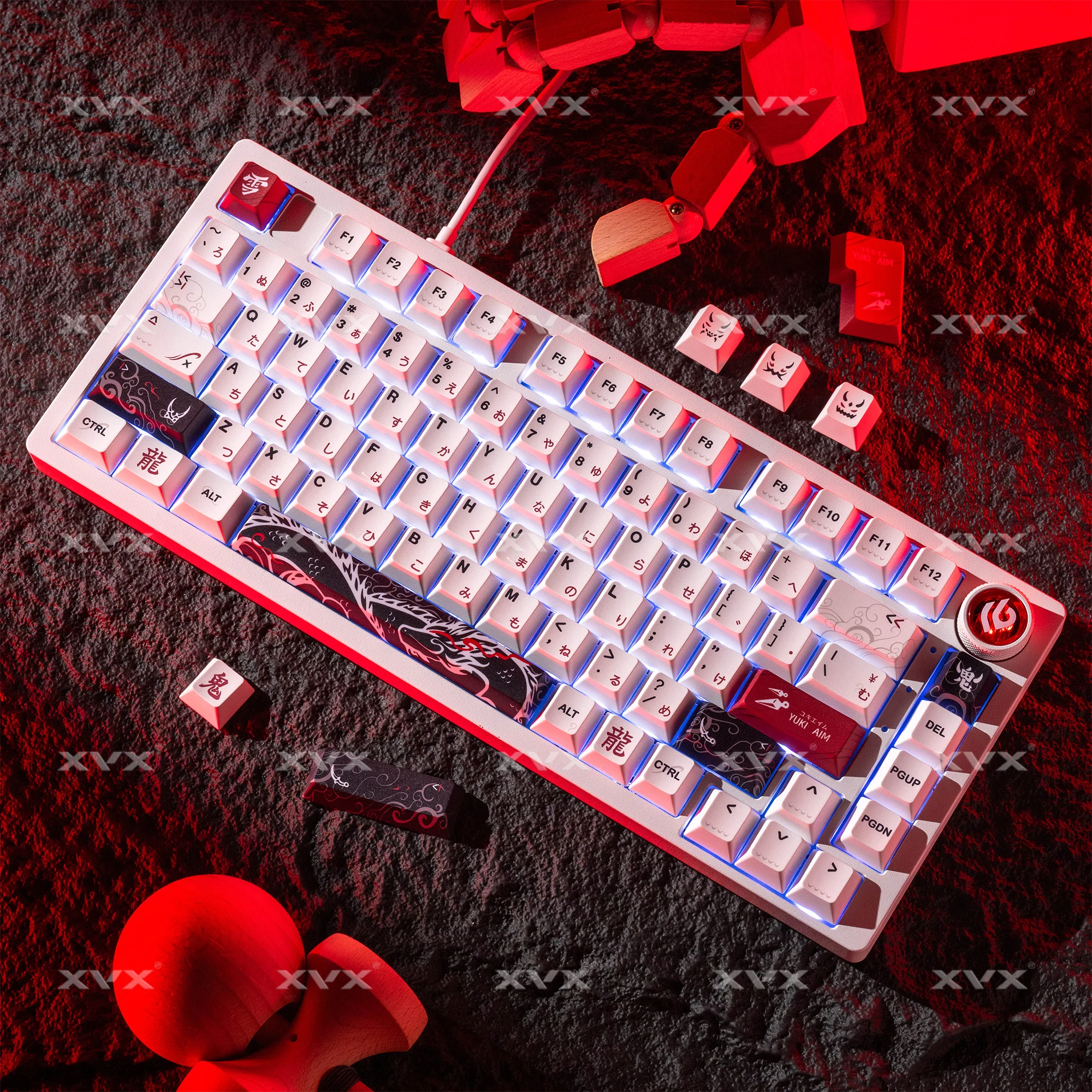 Teclas XVX Yuki Aim para teclado con diseño japonés, teclas de Anime, teclas gruesas de sublimación de tinte PBT, perfil Cherry 134 teclas - imagen 4
