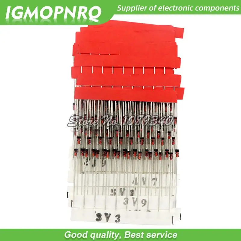 270 unids/lote 0,5 W kit surtido de diodos Zener 1/2W 2V4-33V paquete de diodos Zener 12V 18V 5V1 5V6 3V3 3V6 4V3 4V7 6V2 6V8 7V5 20V 22V - imagen 5