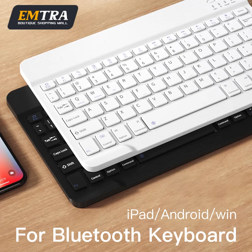 Teclado inalámbrico Bluetooth EMTRA, teclado portátil para Ipad, portátil, tableta, teclado recargable para juegos para Android IOS Windows
