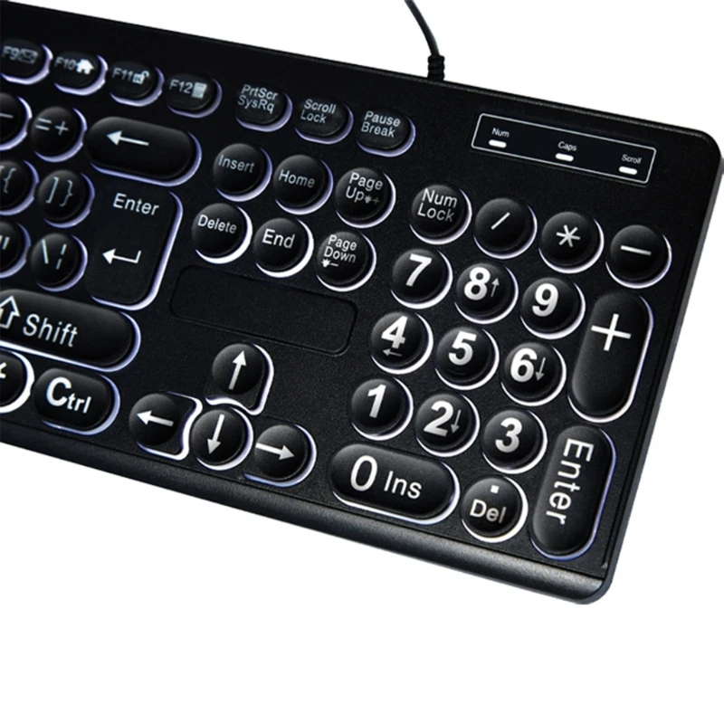 Letra impresión con teclados retroiluminados con cable USB LED iluminado en blanco 104 teclas - imagen 4