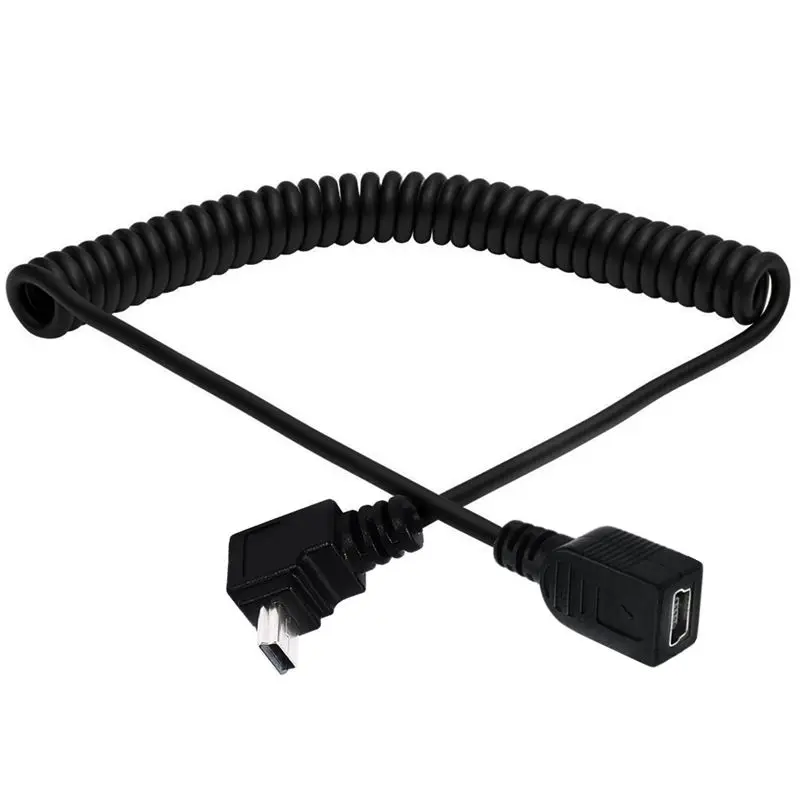 1,5 m Mini 5P Cable de resorte USB 2,0 disco duro cámara Digital Cable de datos de teléfono puerto en forma de T Mini 5P macho a hembra - imagen 5