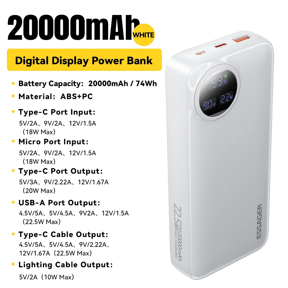 20000mAh White
