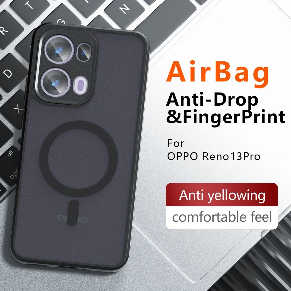 Funda protectora magnética para PPO Reno 13 Pro 14 reno 13F 14F Armor Funda para reno13 F Funda de teléfono transparente mate a prueba de golpes - imagen 2