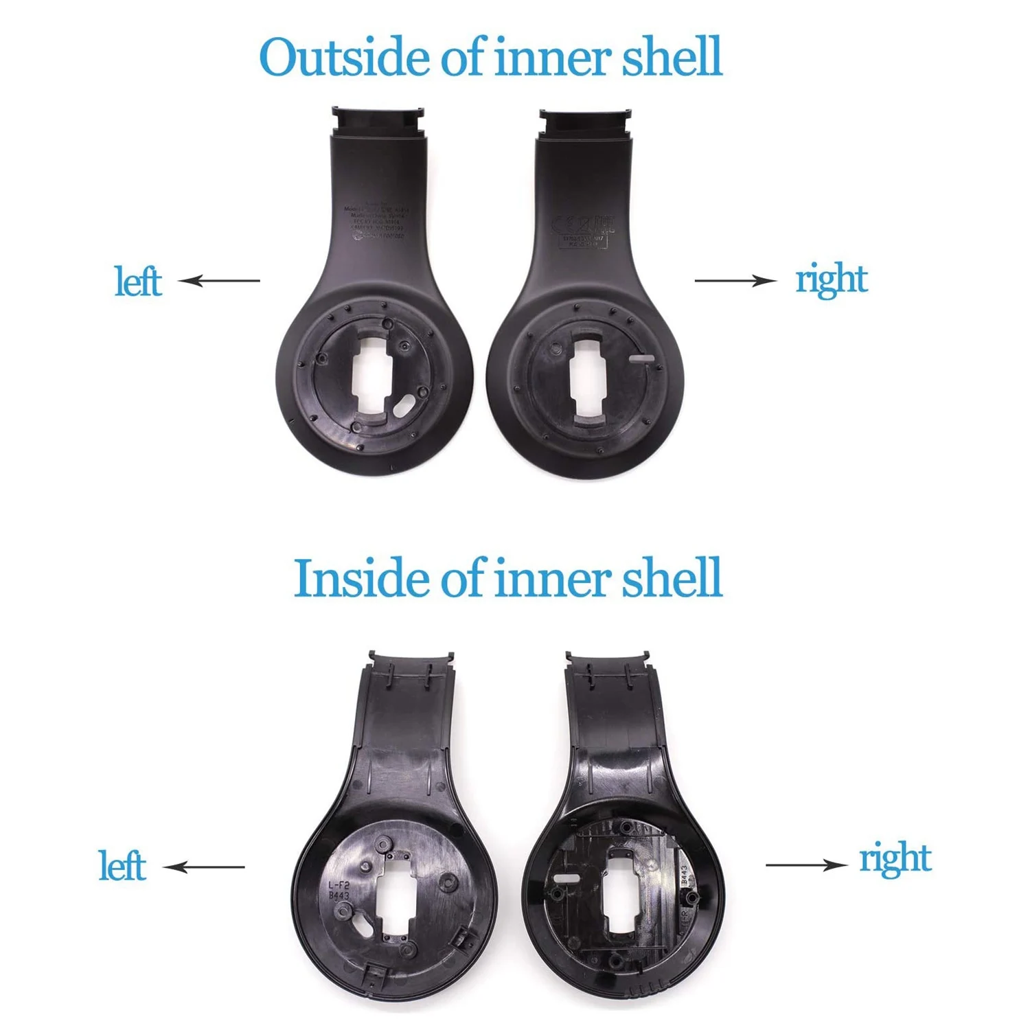 Recambio de carcasa interior de auriculares para Beats Studio 3,0, piezas de reparación de auriculares inalámbricos, color negro, 1 par - imagen 2