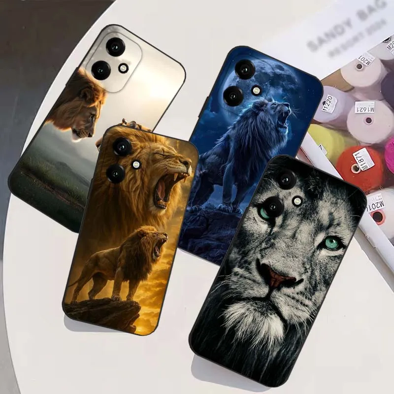 Estampado de León Animal para Honor X50I X50GT X50 X40I X40 X30I V40 V30 Play 7T 6T 8T 60 Pro Max Plus funda de teléfono negra