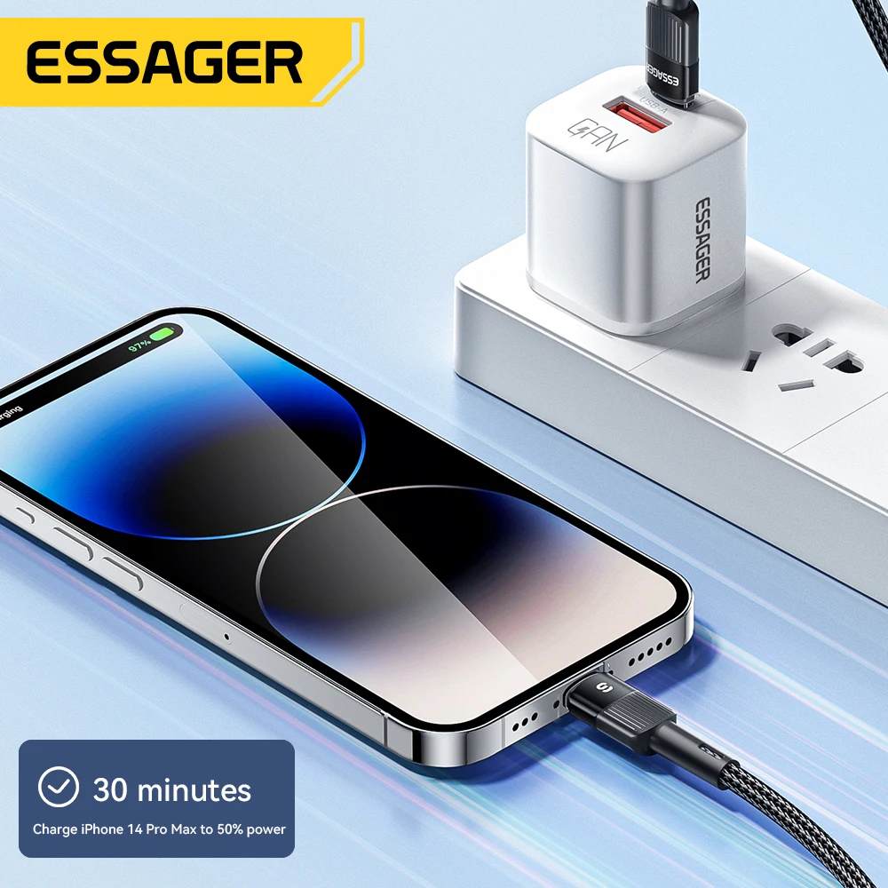 Cable Essager USB C para IPhone 14, 13, 12, 11 pro Max XS, Cable de carga rápida de 20W, cargador de línea de datos para iPad, Cable de teléfono móvil - imagen 4