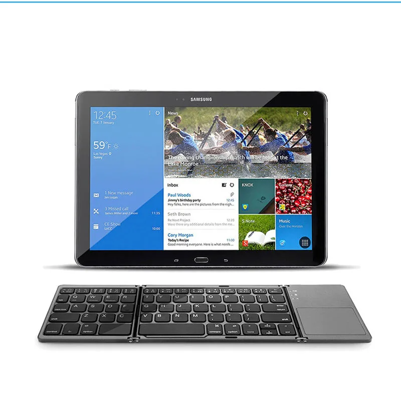 Teclado Bluetooth inalámbrico plegable de 64 teclas, panel táctil ultradelgado, batería recargable, plegable para tableta, portátil, teléfonos móviles - imagen 5