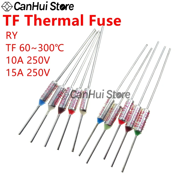 Fusible térmico TF RY 10A 15A 250V temperatura 60C 65C77C 85C 100C 110C 120C 130C 152C 165C 172C 184C 192C 200C 216C 240C 280C 300C