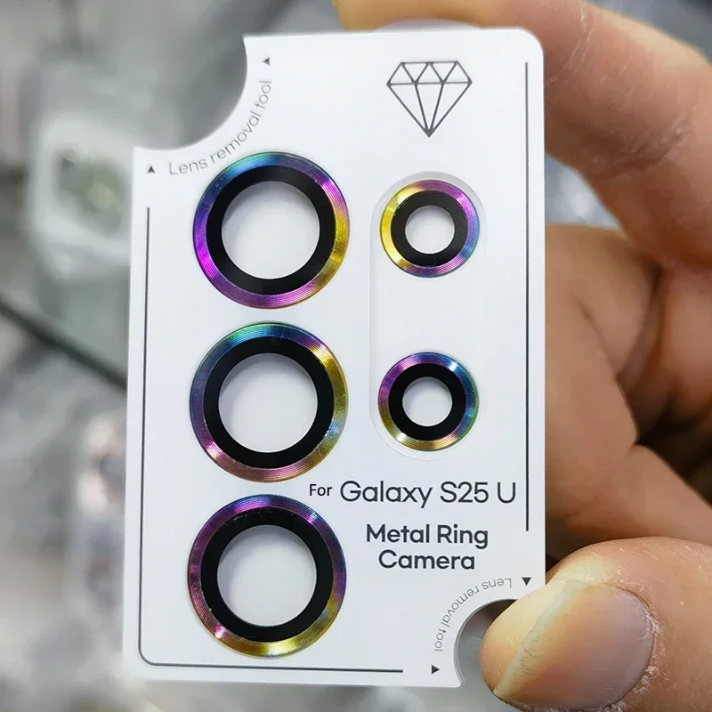 Cubierta protectora de vidrio templado con anillo de Metal para lente de cámara, tapa protectora trasera antiarañazos para Samsung Galaxy S25 S24 S23 Ultra Plus FE - imagen 3