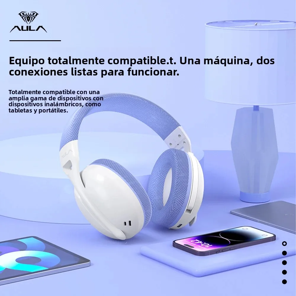 AULA S6 Auriculares inalámbricos para juegos Auriculares BT ligeros y personalizados de tres modos montados en la cabeza con micrófono para computadora portátil de escritorio - imagen 5