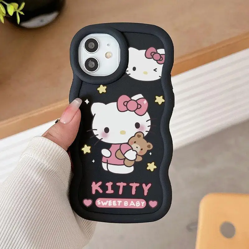 Sanrio Hello Kitty Bow Love Funda para Xiaomi 14T Pro 14T Poco X6 X5 X3 Pro Funda de silicona ondulada - imagen 2