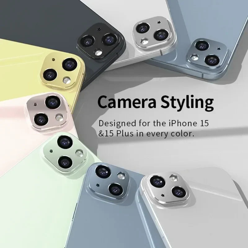 Para IPhone 15 Series lente de cámara de Metal Flim cubierta protectora completa para IPhone 15 16Pro Max 15 Plus Mini funda Protector de lente trasera - imagen 3
