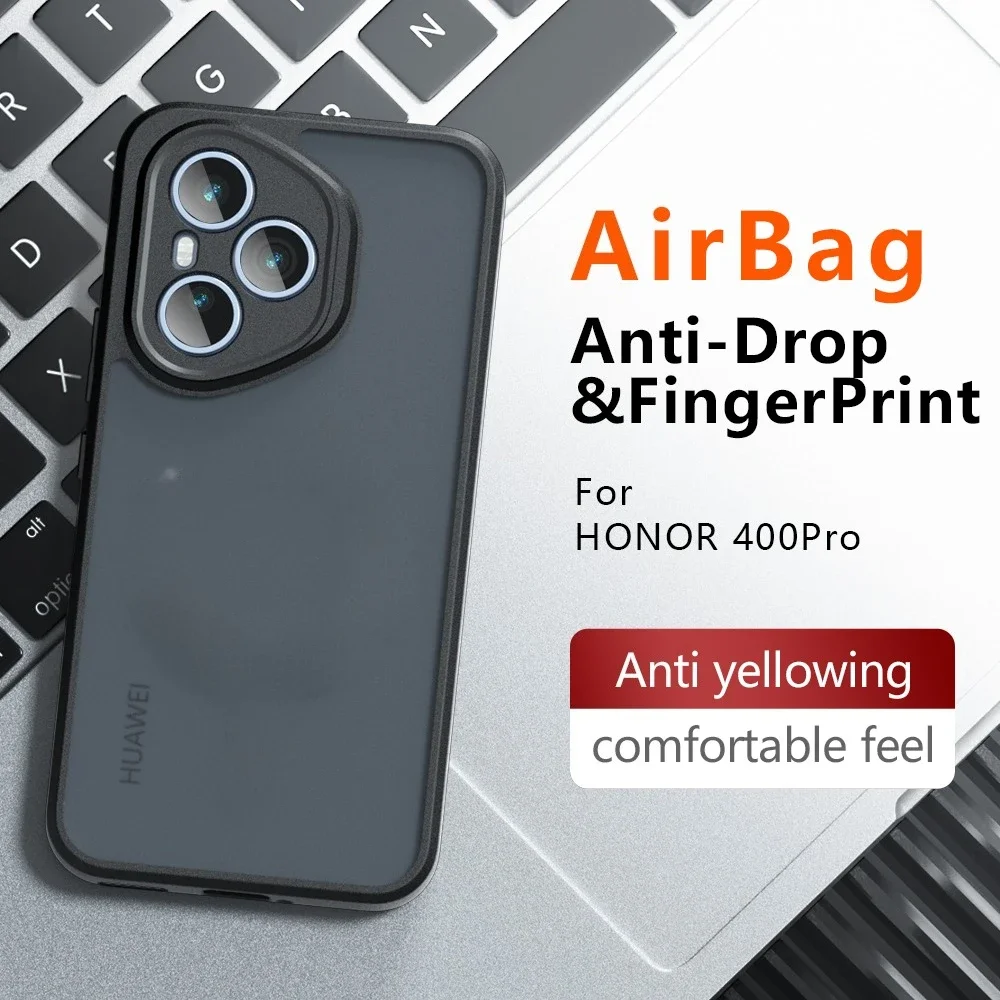 Para Honor 400 400 Pro versión Global funda a prueba de golpes piel esmerilada sensación mate PC + TPU cubierta transparente antihuellas - imagen 3