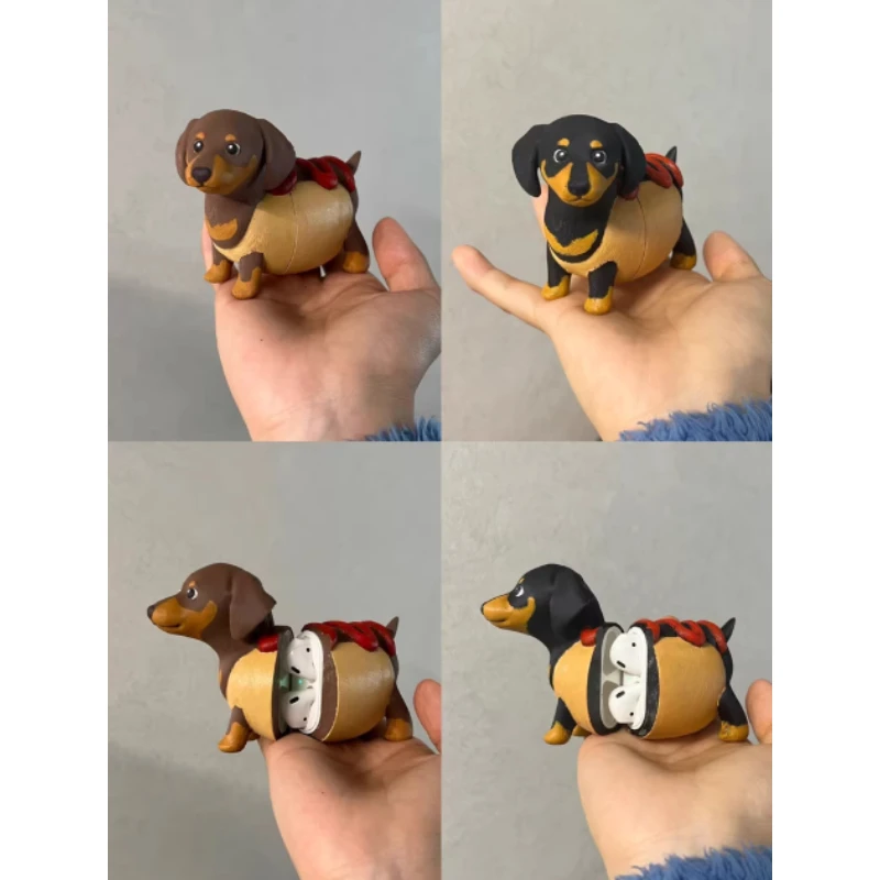 Funda bonita para auriculares con diseño de cachorro salchicha para Airpods Pro1 2, decoración personalizada con estampado 3D Pla, funda original para auriculares AirPods1/2/3 - imagen 2