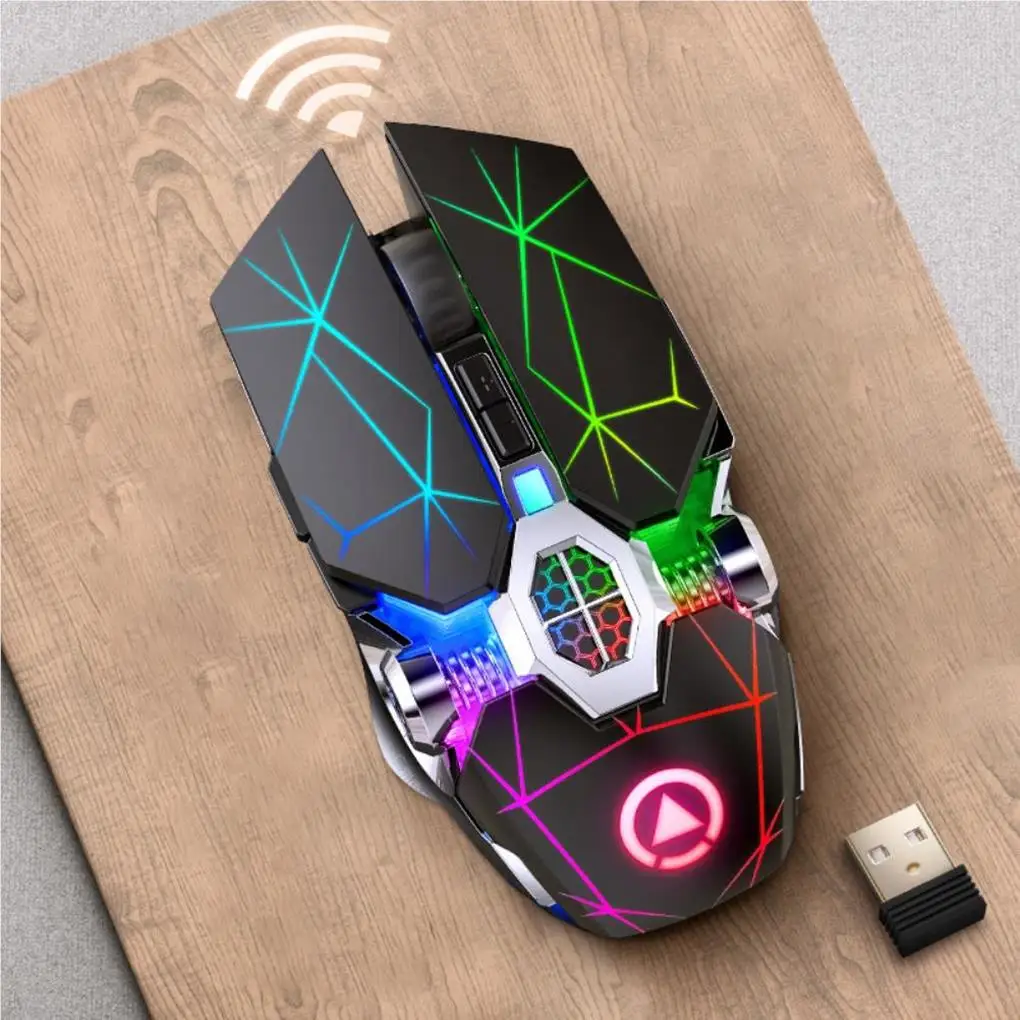Un mouse de computadora con un diseño colorido y un palo USB al lado