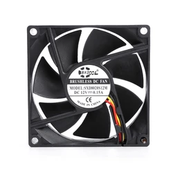 Ventilador PC 80x80x20 mm 12V – Conector 3 Pines, Cojinete Deslizante
